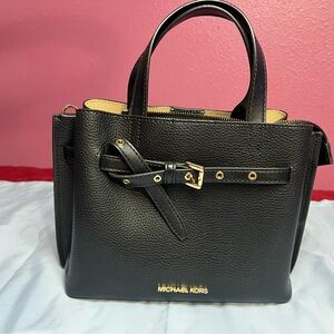 Michael Kors Black Satchel with Gold Accents